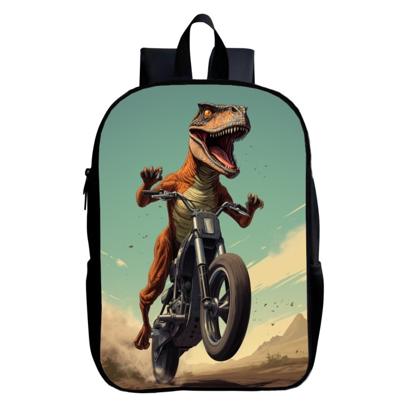 Παιδική σχολική τσάντα με δεινοσαύρο, πολυεστέρας, πολύ ελαφρύ, μοτίβο ζώων, καμπύλες ιμάντες ώμων, για παιδιά 4-9 ετών