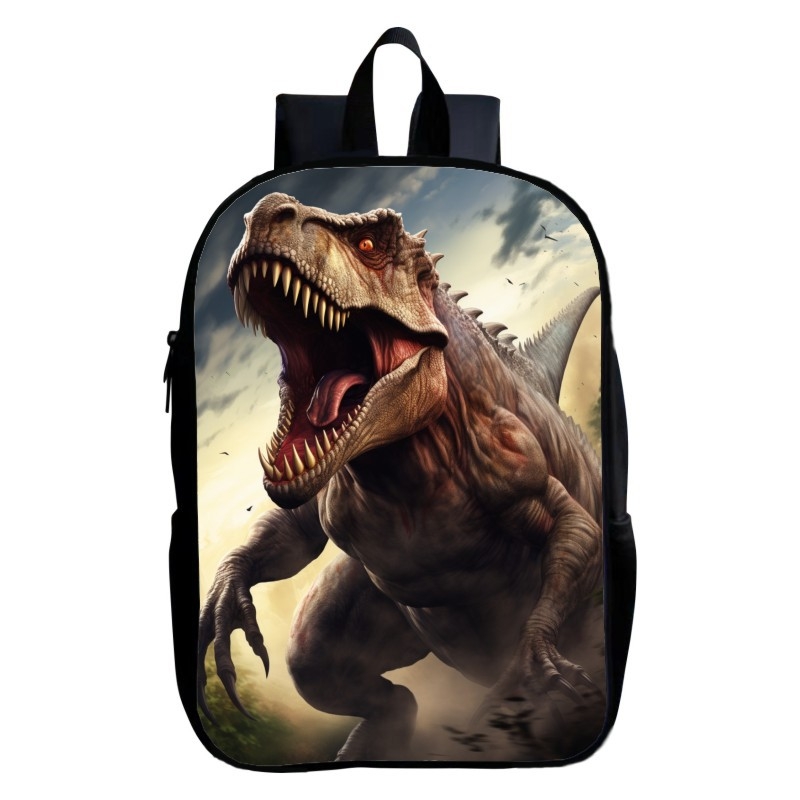 Παιδική σχολική τσάντα με δεινοσαύρο, πολυεστέρας, πολύ ελαφρύ, μοτίβο ζώων, καμπύλες ιμάντες ώμων, για παιδιά 4-9 ετών
