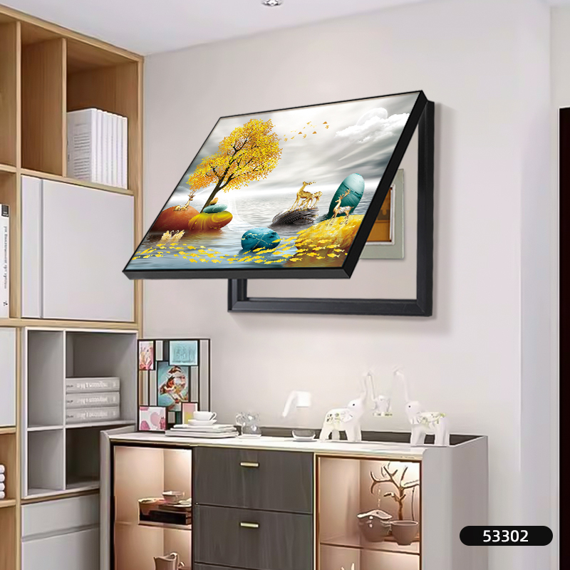 Διακοσμητικός πίνακας για μετρητή - κορνίζα από PS - καμβάς ελαιογραφίας - εκτύπωση Inkjet - μοτίβο φυτών και λουλουδιών - μεσαιωνικό στυλ