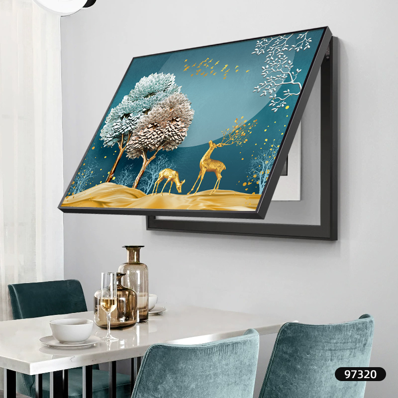 Διακοσμητικός πίνακας για μετρητή - κορνίζα από PS - καμβάς ελαιογραφίας - εκτύπωση Inkjet - μοτίβο φυτών και λουλουδιών - μεσαιωνικό στυλ