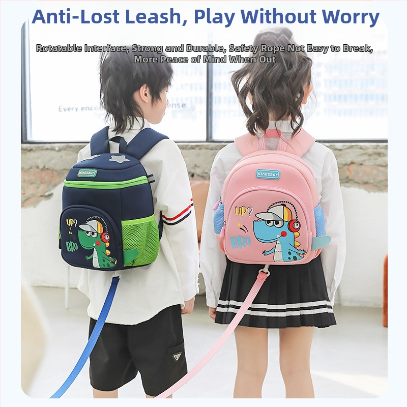 Νηπιαγωγικό σακίδιο με δεινοσαύρο σε κινούμενο σχέδιο; διαπνοή, αδιάβροχο, ultra ελαφρύ και αντιβακτηριακό ύφασμα; ζωϊκό μοτίβο; ιμάντες με μαξιλάρι αέρα