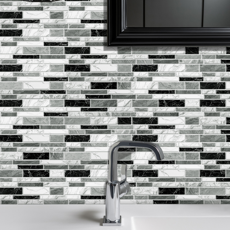 Αυτοκόλλητο τοίχου με μαρμάρινες πλάκες - PVC αδιάβροχο, σετ πολλών τεμαχίων, μοντέρνο μινιμαλιστικό διακοσμητικό τοίχου για μπάνιο και κουζίνα