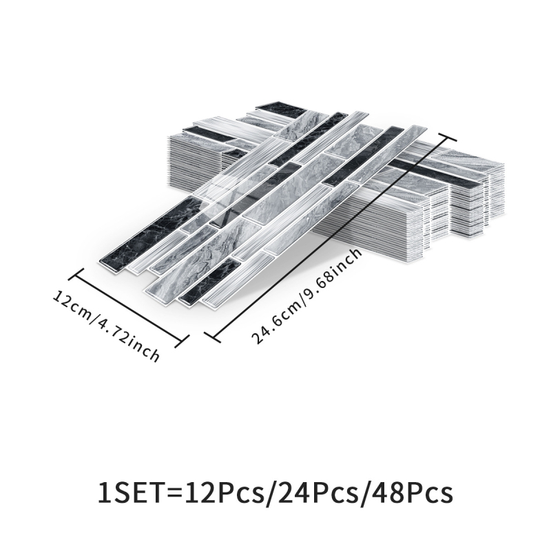 Αυτοκόλλητο τοίχου με μαρμάρινες πλάκες - PVC αδιάβροχο, σετ πολλών τεμαχίων, μοντέρνο μινιμαλιστικό διακοσμητικό τοίχου για μπάνιο και κουζίνα