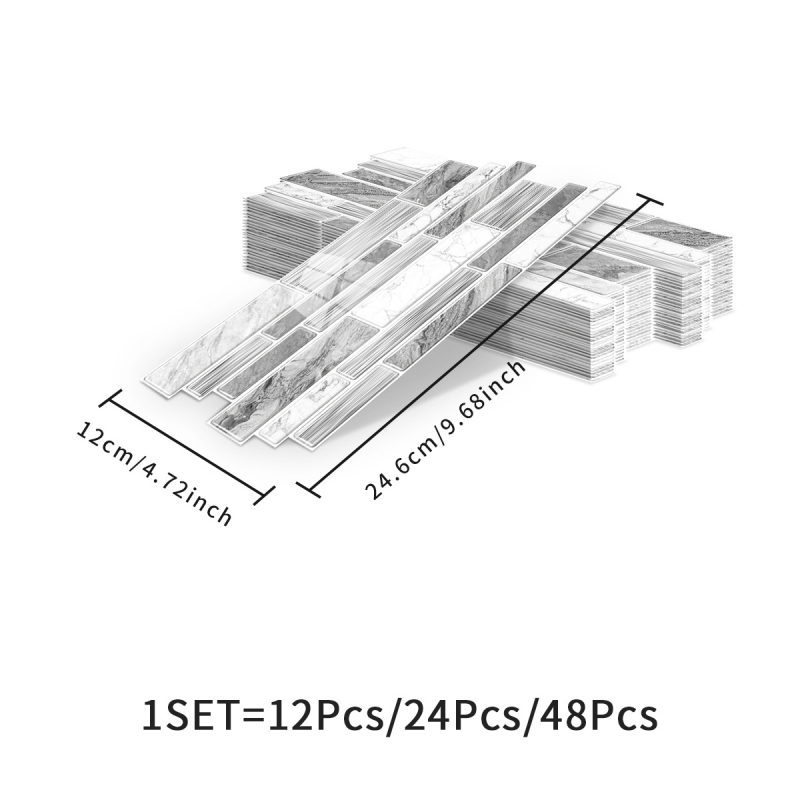 Αυτοκόλλητο τοίχου με μαρμάρινες πλάκες - PVC αδιάβροχο, σετ πολλών τεμαχίων, μοντέρνο μινιμαλιστικό διακοσμητικό τοίχου για μπάνιο και κουζίνα
