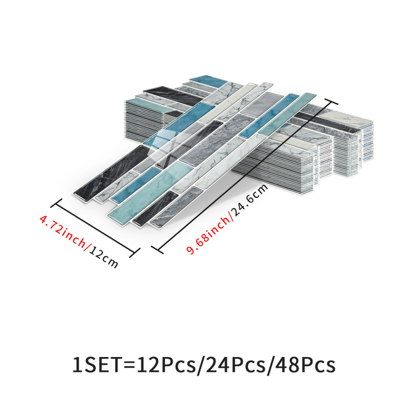 Αυτοκόλλητο τοίχου με μαρμάρινες πλάκες - PVC αδιάβροχο, σετ πολλών τεμαχίων, μοντέρνο μινιμαλιστικό διακοσμητικό τοίχου για μπάνιο και κουζίνα