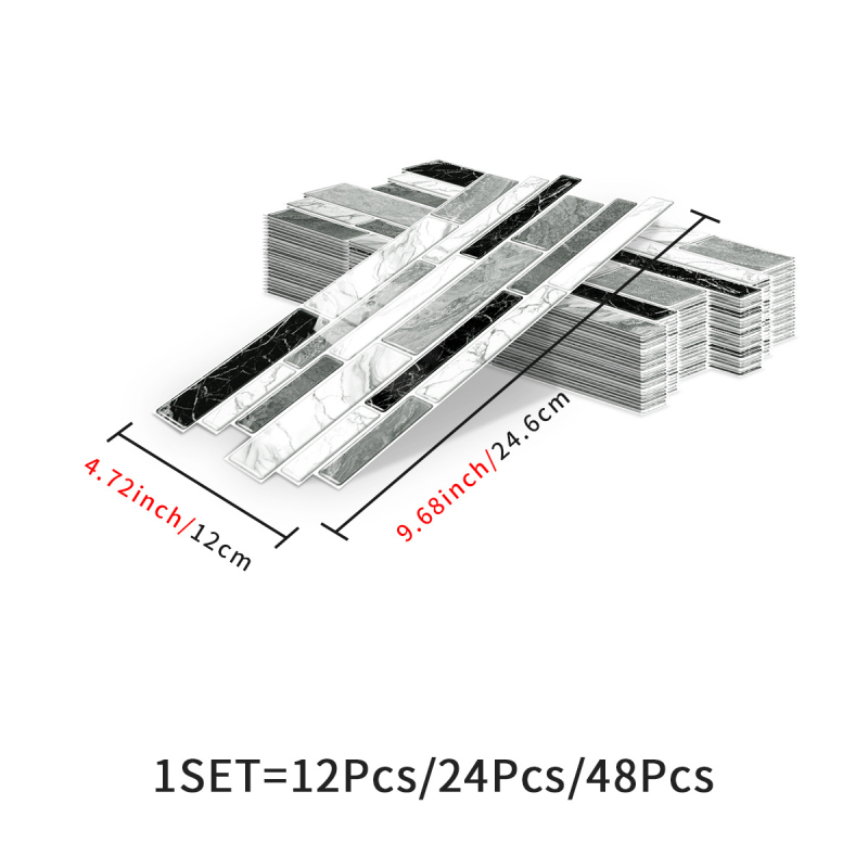 Αυτοκόλλητο τοίχου με μαρμάρινες πλάκες - PVC αδιάβροχο, σετ πολλών τεμαχίων, μοντέρνο μινιμαλιστικό διακοσμητικό τοίχου για μπάνιο και κουζίνα