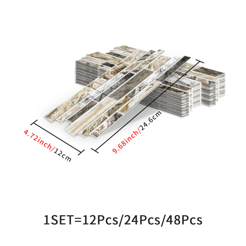 Αυτοκόλλητο τοίχου με μαρμάρινες πλάκες - PVC αδιάβροχο, σετ πολλών τεμαχίων, μοντέρνο μινιμαλιστικό διακοσμητικό τοίχου για μπάνιο και κουζίνα