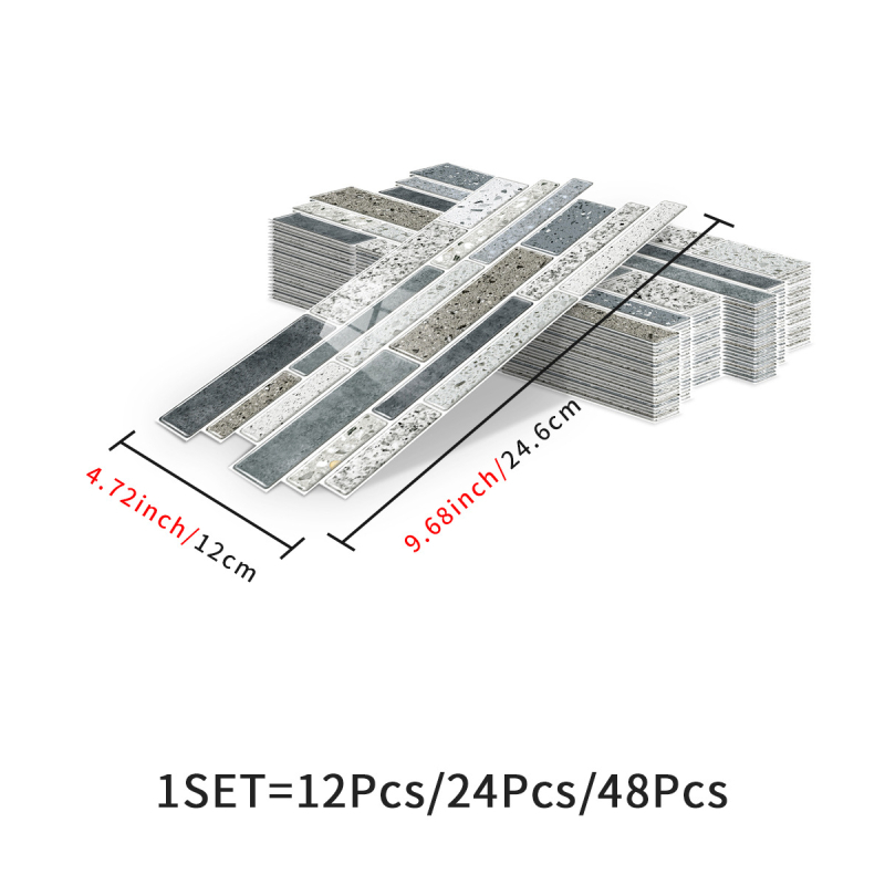 Αυτοκόλλητο τοίχου με μαρμάρινες πλάκες - PVC αδιάβροχο, σετ πολλών τεμαχίων, μοντέρνο μινιμαλιστικό διακοσμητικό τοίχου για μπάνιο και κουζίνα