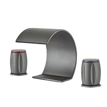 Trys skylės praustuvo čiaupas su krioklio srautu, karštas ir šaltas, varinis korpusas, keraminis vožtuvas