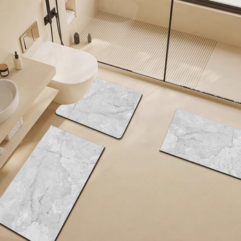 U-formos vonios kilimėlis WC, diatomito molio absorbentas, dryžuotas raštas, trijų dalių rinkinys, namų naudojimui
