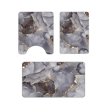 U-formos vonios kilimėlis WC, diatomito molio absorbentas, dryžuotas raštas, trijų dalių rinkinys, namų naudojimui