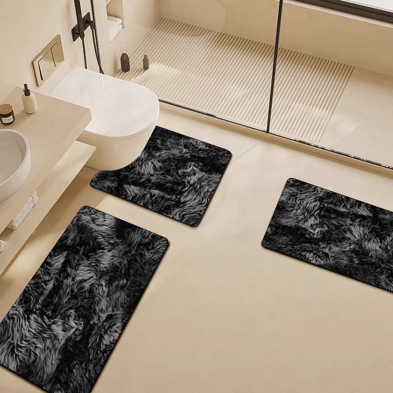 U-formos vonios kilimėlis WC, diatomito molio absorbentas, dryžuotas raštas, trijų dalių rinkinys, namų naudojimui