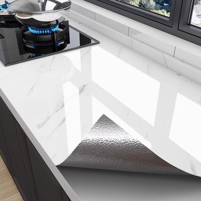 Αυτοκόλλητο Τοίχου Κουζίνας – PVC, Αδιάβροχο, Λίπος-Αντοχής, 5+ Τεμάχια, Εφέ Μαρμάρινων Πλακιδίων