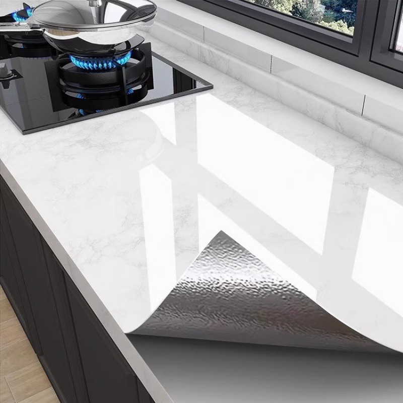 Αυτοκόλλητο Τοίχου Κουζίνας – PVC, Αδιάβροχο, Λίπος-Αντοχής, 5+ Τεμάχια, Εφέ Μαρμάρινων Πλακιδίων