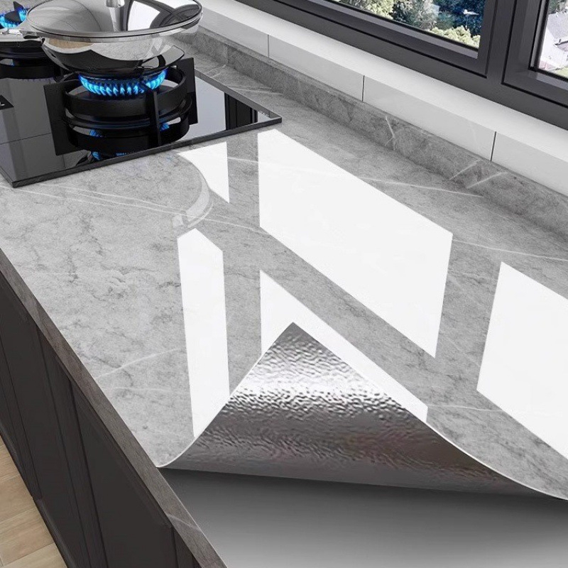 Αυτοκόλλητο Τοίχου Κουζίνας – PVC, Αδιάβροχο, Λίπος-Αντοχής, 5+ Τεμάχια, Εφέ Μαρμάρινων Πλακιδίων