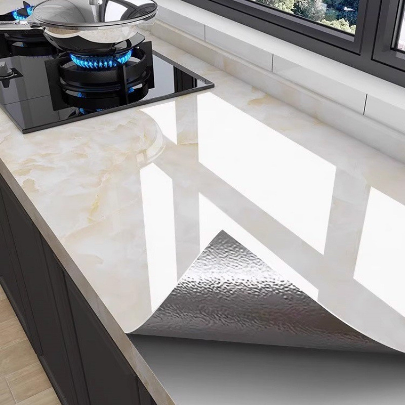 Αυτοκόλλητο Τοίχου Κουζίνας – PVC, Αδιάβροχο, Λίπος-Αντοχής, 5+ Τεμάχια, Εφέ Μαρμάρινων Πλακιδίων