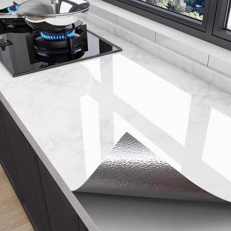 Αυτοκόλλητο Τοίχου Κουζίνας – PVC, Αδιάβροχο, Λίπος-Αντοχής, 5+ Τεμάχια, Εφέ Μαρμάρινων Πλακιδίων