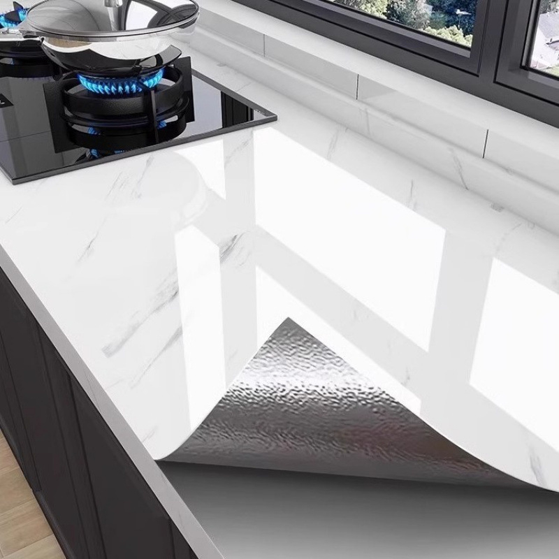 Αυτοκόλλητο Τοίχου Κουζίνας – PVC, Αδιάβροχο, Λίπος-Αντοχής, 5+ Τεμάχια, Εφέ Μαρμάρινων Πλακιδίων