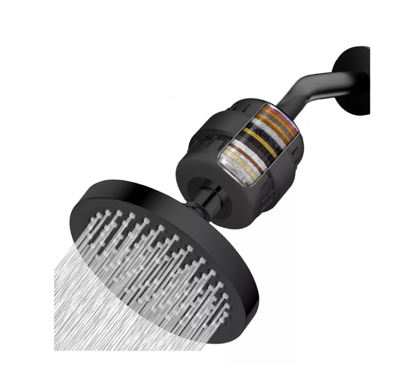 ABS κεφαλή ντους με κορυφαίο ψεκασμό, ηλεκτροπλατιωμένη επίστρωση, τετραπλής βίδωσης σύνδεση, μοντέλο 4 σημεία, λειτουργίες: ψεκασμός, μασάζ και βροχή