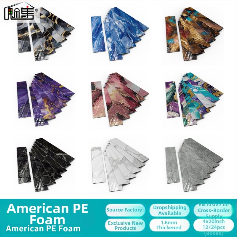 PET αυτοκόλλητο τοίχου για κουζίνα και σαλόνι, αυτοκόλλητο, αδιάβροχο, ανθεκτικό σε λιπαρούς λεκέδες και μόλυνση, σχέδια: ριγέ ή μονόχρωμο, σετ 5+ τεμαχίων, μοντέρνος μινιμαλιστικός 3D σχεδιασμός