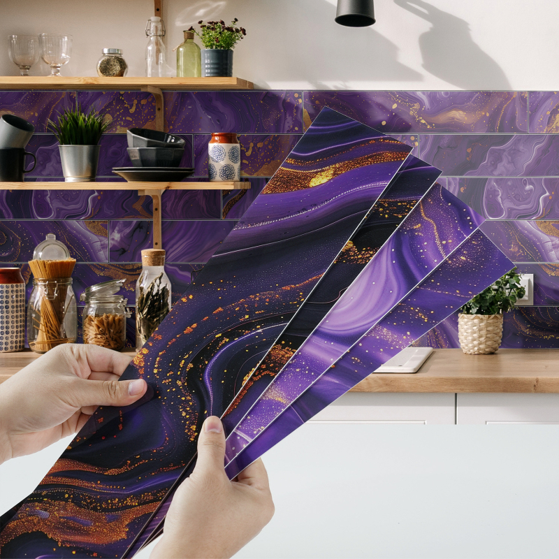 PET αυτοκόλλητο τοίχου για κουζίνα και σαλόνι, αυτοκόλλητο, αδιάβροχο, ανθεκτικό σε λιπαρούς λεκέδες και μόλυνση, σχέδια: ριγέ ή μονόχρωμο, σετ 5+ τεμαχίων, μοντέρνος μινιμαλιστικός 3D σχεδιασμός