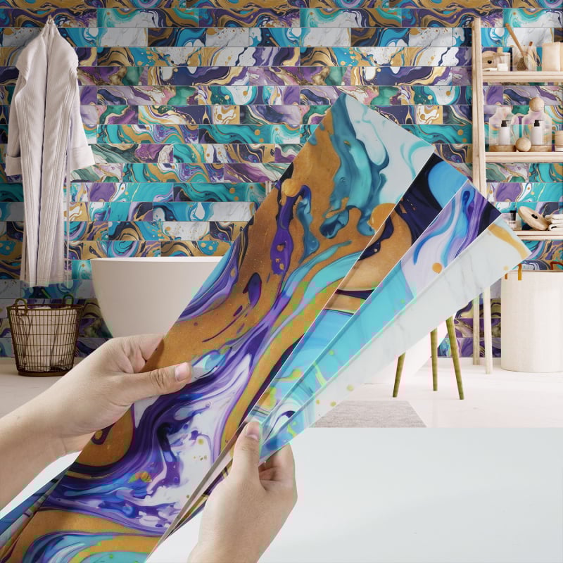 PET αυτοκόλλητο τοίχου για κουζίνα και σαλόνι, αυτοκόλλητο, αδιάβροχο, ανθεκτικό σε λιπαρούς λεκέδες και μόλυνση, σχέδια: ριγέ ή μονόχρωμο, σετ 5+ τεμαχίων, μοντέρνος μινιμαλιστικός 3D σχεδιασμός