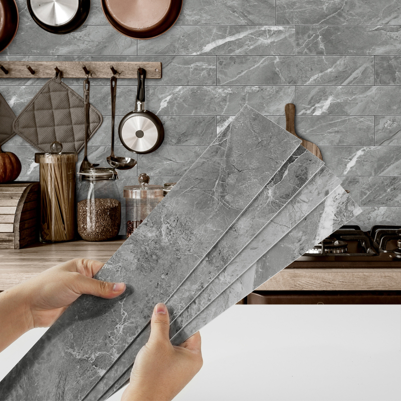 PET αυτοκόλλητο τοίχου για κουζίνα και σαλόνι, αυτοκόλλητο, αδιάβροχο, ανθεκτικό σε λιπαρούς λεκέδες και μόλυνση, σχέδια: ριγέ ή μονόχρωμο, σετ 5+ τεμαχίων, μοντέρνος μινιμαλιστικός 3D σχεδιασμός