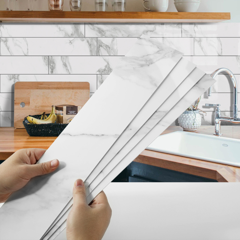 PET αυτοκόλλητο τοίχου για κουζίνα και σαλόνι, αυτοκόλλητο, αδιάβροχο, ανθεκτικό σε λιπαρούς λεκέδες και μόλυνση, σχέδια: ριγέ ή μονόχρωμο, σετ 5+ τεμαχίων, μοντέρνος μινιμαλιστικός 3D σχεδιασμός