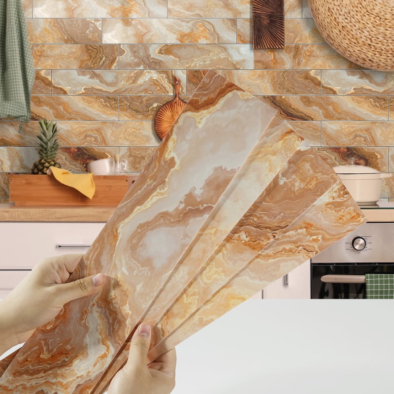 PET αυτοκόλλητο τοίχου για κουζίνα και σαλόνι, αυτοκόλλητο, αδιάβροχο, ανθεκτικό σε λιπαρούς λεκέδες και μόλυνση, σχέδια: ριγέ ή μονόχρωμο, σετ 5+ τεμαχίων, μοντέρνος μινιμαλιστικός 3D σχεδιασμός