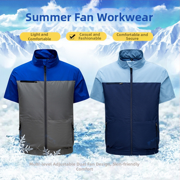 Ανδρικό προστατευτικό εργασιακό σακάκι με κοντό μανίκι, δροσιστικό πολυεστερικό ύφασμα, καλοκαίρι, για εργοστάσιο