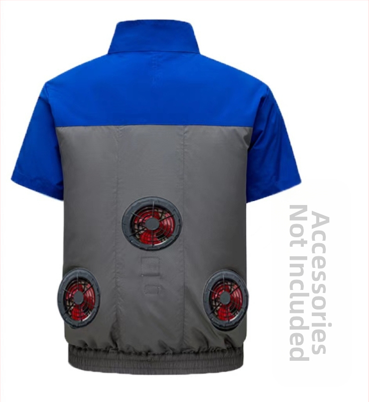 Ανδρικό προστατευτικό εργασιακό σακάκι με κοντό μανίκι, δροσιστικό πολυεστερικό ύφασμα, καλοκαίρι, για εργοστάσιο