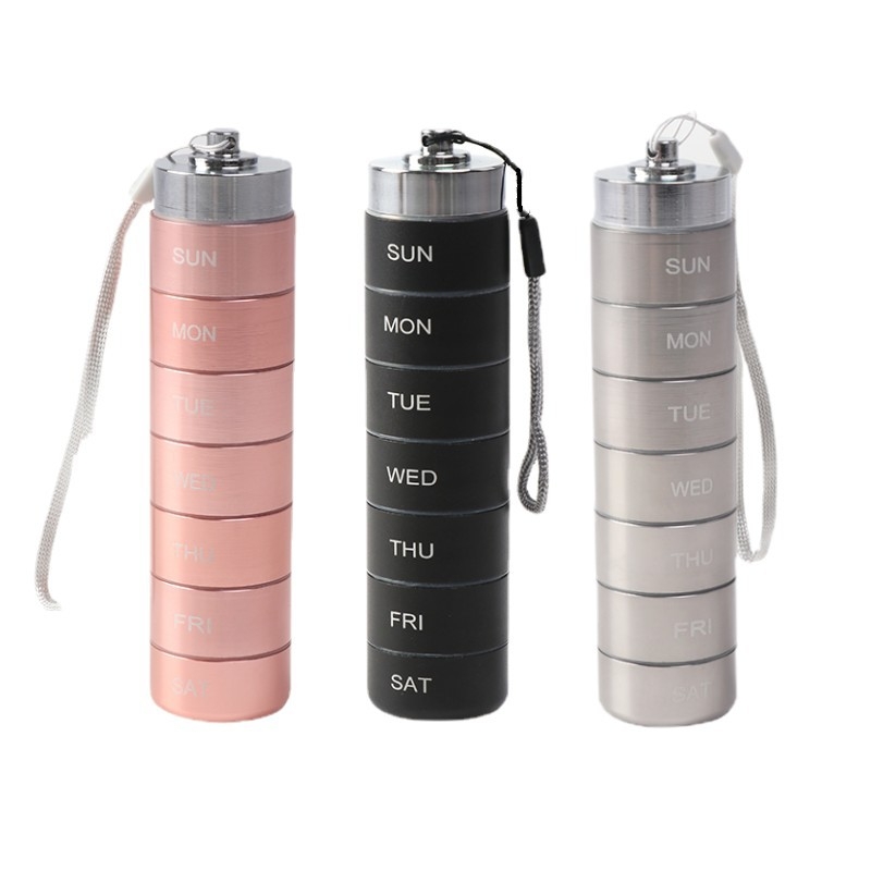 Κουτί χαπιών από κράμα αλουμινίου, σφραγισμένο και αδιάβροχο, με 7 διαμερίσματα και διαχωριστικά, κατάλληλο για εξωτερική πρώτη βοήθεια