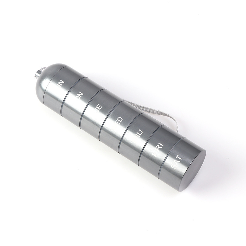 Κουτί χαπιών από κράμα αλουμινίου, σφραγισμένο και αδιάβροχο, με 7 διαμερίσματα και διαχωριστικά, κατάλληλο για εξωτερική πρώτη βοήθεια