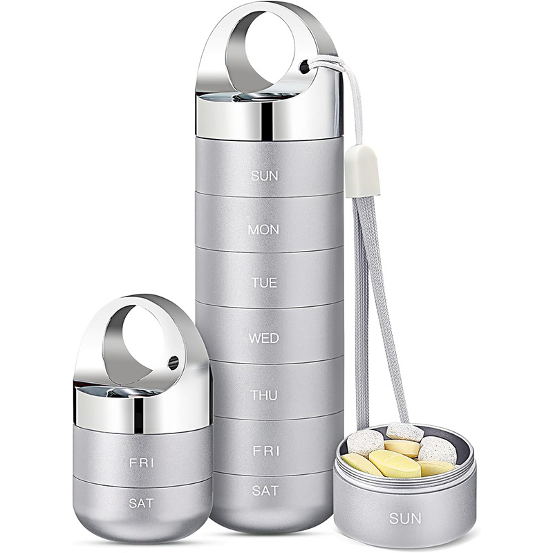 Κουτί χαπιών από κράμα αλουμινίου, σφραγισμένο και αδιάβροχο, με 7 διαμερίσματα και διαχωριστικά, κατάλληλο για εξωτερική πρώτη βοήθεια