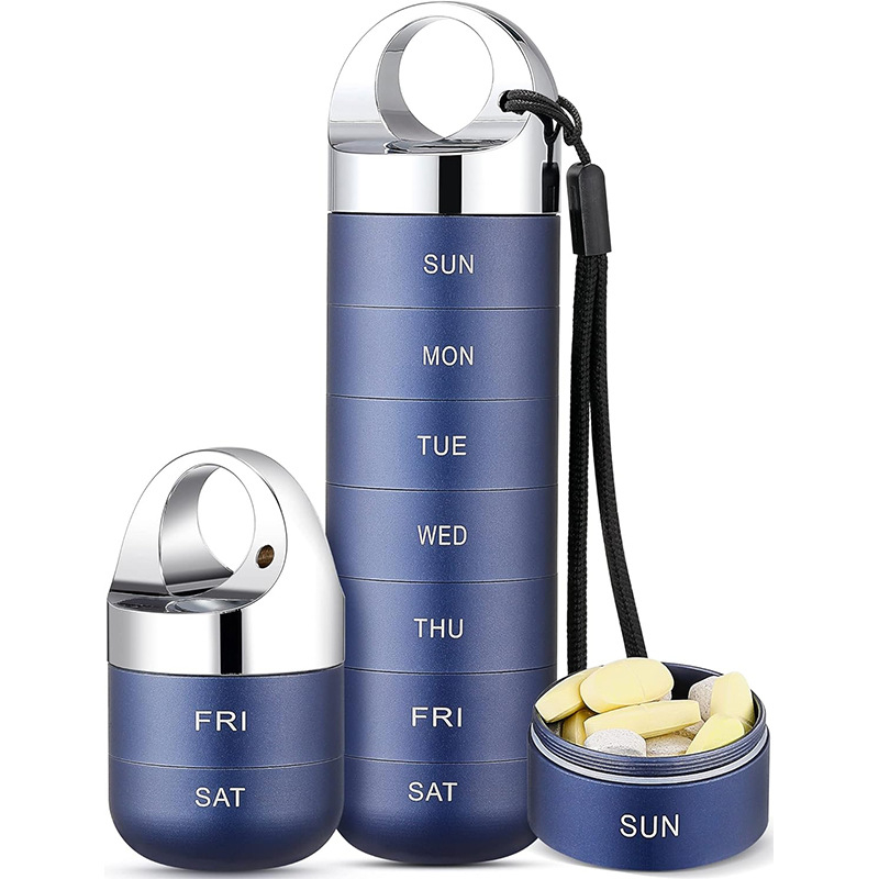 Κουτί χαπιών από κράμα αλουμινίου, σφραγισμένο και αδιάβροχο, με 7 διαμερίσματα και διαχωριστικά, κατάλληλο για εξωτερική πρώτη βοήθεια