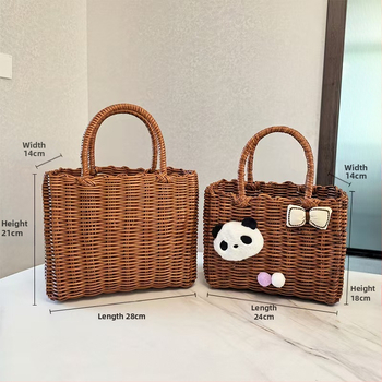 Πλαστικό πλεκτό καλάθι λαχανικών με χερούλι – εμφάνιση ρατάν, κατάλληλο για φρούτα, λαχανικά και καλλυντικά/κοσμήματα, ιαπωνικό στυλ