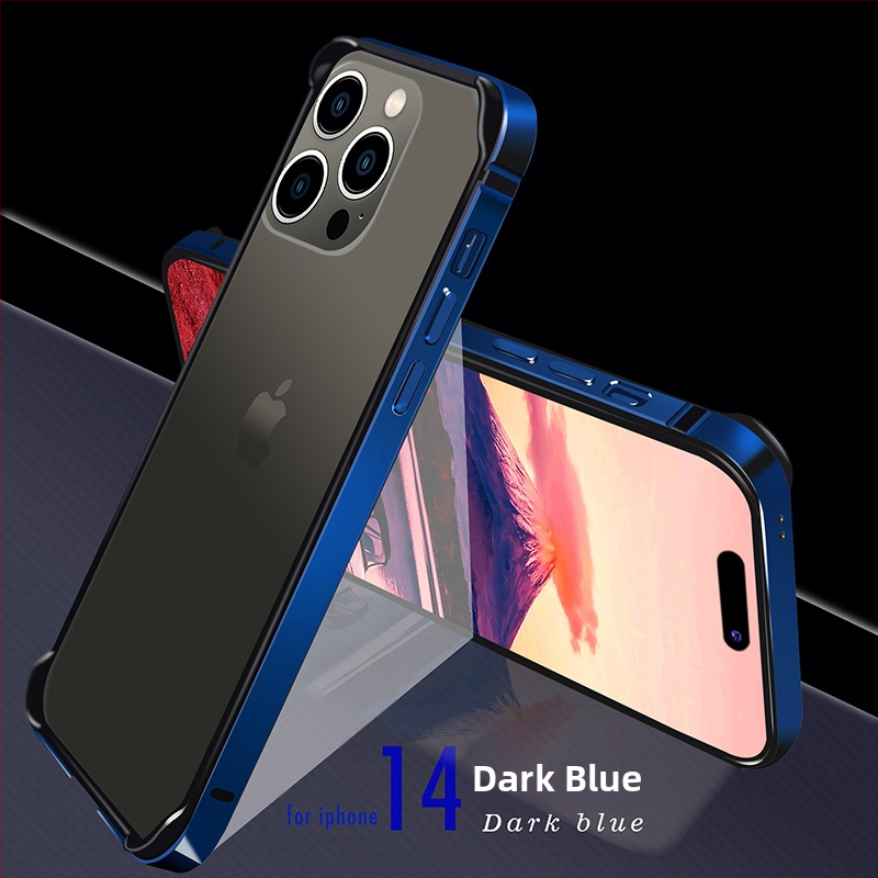 Ultra plonas metalo rėmo dėklas iPhone 14 ir iPhone 13 serijai – kritimų apsauga, aliuminio lydinio rėmas, oksidacijos paviršius, pritaikymas palaikomas