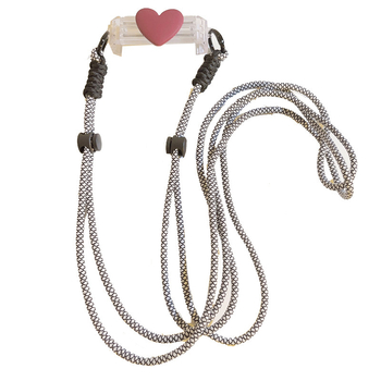 Телефонна каишка със сърцевидна задна щипка — унисекс (Материал: нейлон + пластмаса; Шев: ситопечат; Ремък: нейлон; Закопчалка: пластмасова)