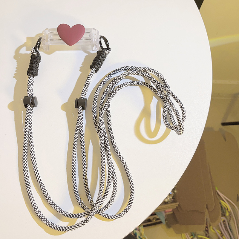 Телефонна каишка със сърцевидна задна щипка — унисекс (Материал: нейлон + пластмаса; Шев: ситопечат; Ремък: нейлон; Закопчалка: пластмасова)