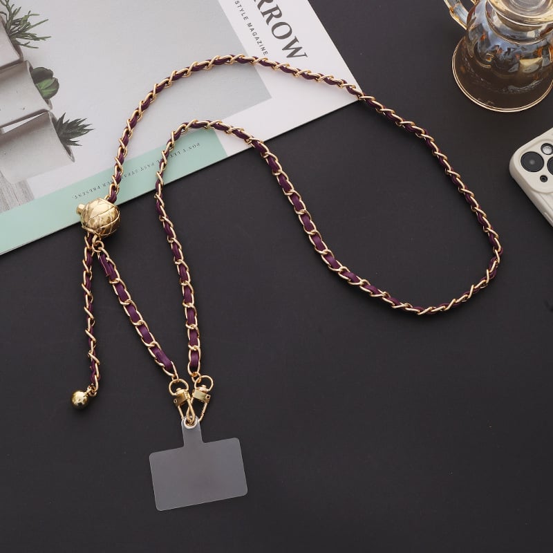 Telefono laikiklis su metaline sagtimi, rankų darbas, PU virvė, moteriškas stilius