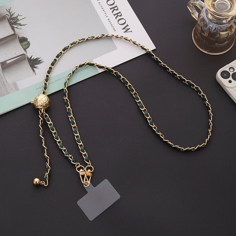 Telefono laikiklis su metaline sagtimi, rankų darbas, PU virvė, moteriškas stilius