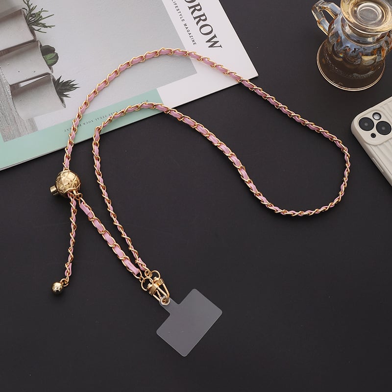 Telefono laikiklis su metaline sagtimi, rankų darbas, PU virvė, moteriškas stilius