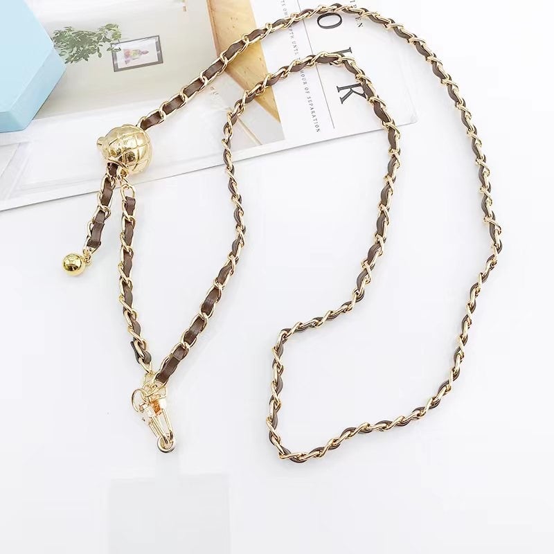 Telefono laikiklis su metaline sagtimi, rankų darbas, PU virvė, moteriškas stilius