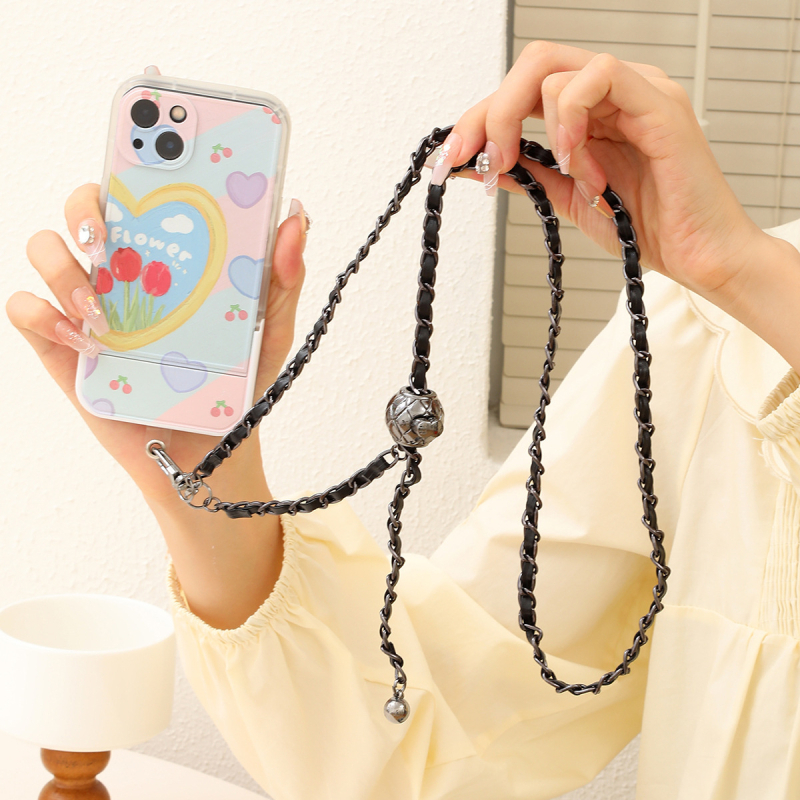 Telefono laikiklis su metaline sagtimi, rankų darbas, PU virvė, moteriškas stilius