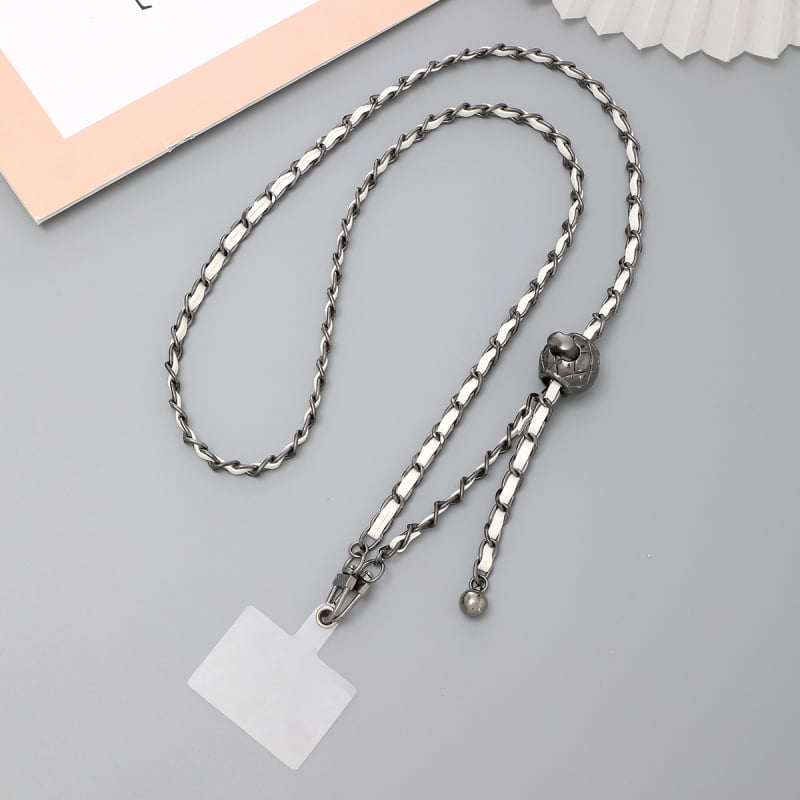 Telefono laikiklis su metaline sagtimi, rankų darbas, PU virvė, moteriškas stilius