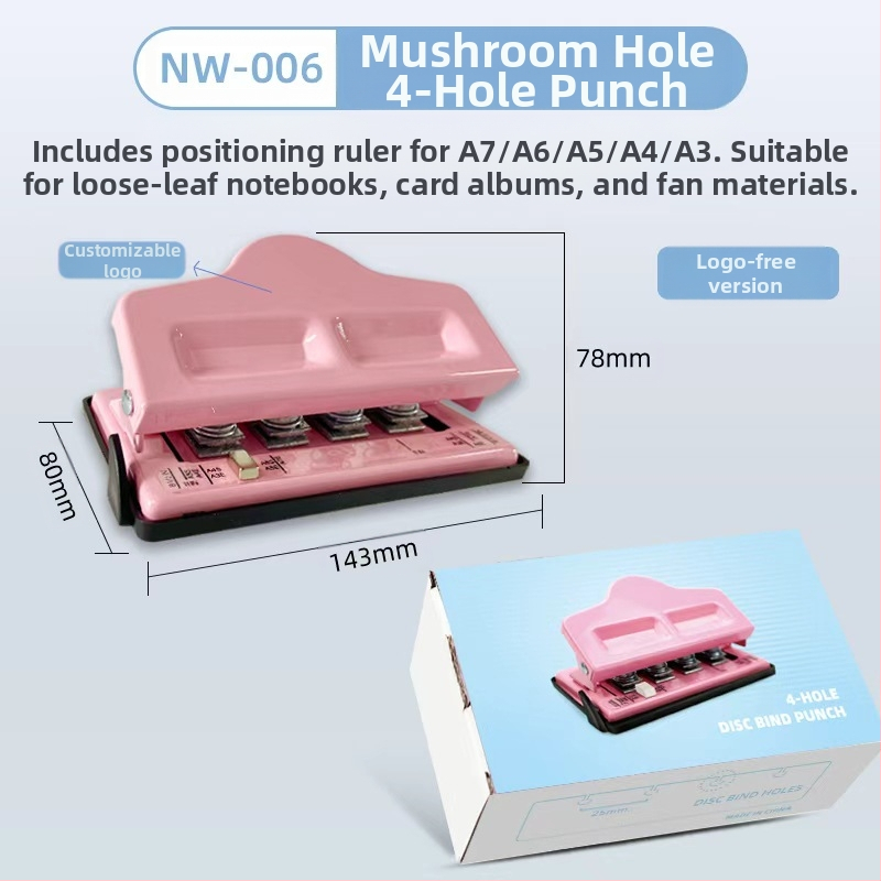 Négylyukas lyukasztó — kézi működtetés, 1–5 lapig, tömege 0,45 kg