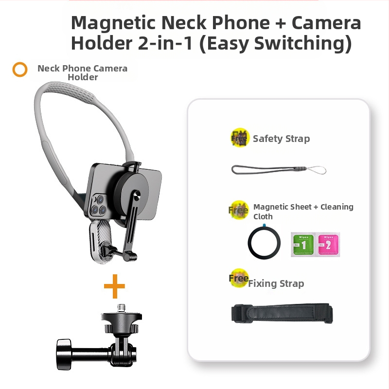 NOZI kaklo laikiklis sportinei kamerai – pirmojo asmens vaizdas, 360° įrašas su išmaniuoju telefonu, lydinio korpusas, pritaikymas palaikomas, vaizdo stabilizavimas