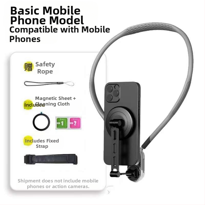 NOZI kaklo laikiklis sportinei kamerai – pirmojo asmens vaizdas, 360° įrašas su išmaniuoju telefonu, lydinio korpusas, pritaikymas palaikomas, vaizdo stabilizavimas