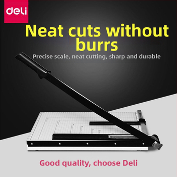 Deli ručni rezač papira s drveno-metalnom konstrukcijom, čelična oštrica, za vizitke i fotografije