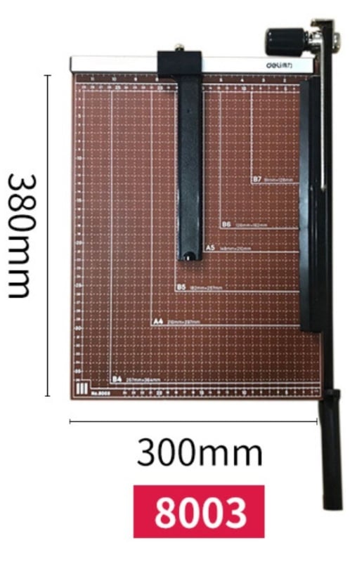 Deli ručni rezač papira s drveno-metalnom konstrukcijom, čelična oštrica, za vizitke i fotografije